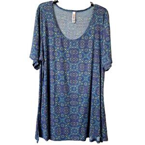 LuLaRoe Women's 2XL Short Sleeve Multicolor Tunic Scoop Neck